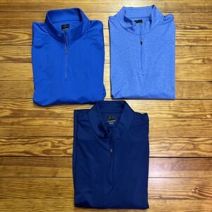Lot Of 3 Greg Norman 1/4 Zip Golf Performance Pullovers Mens XXL 2XL Blue